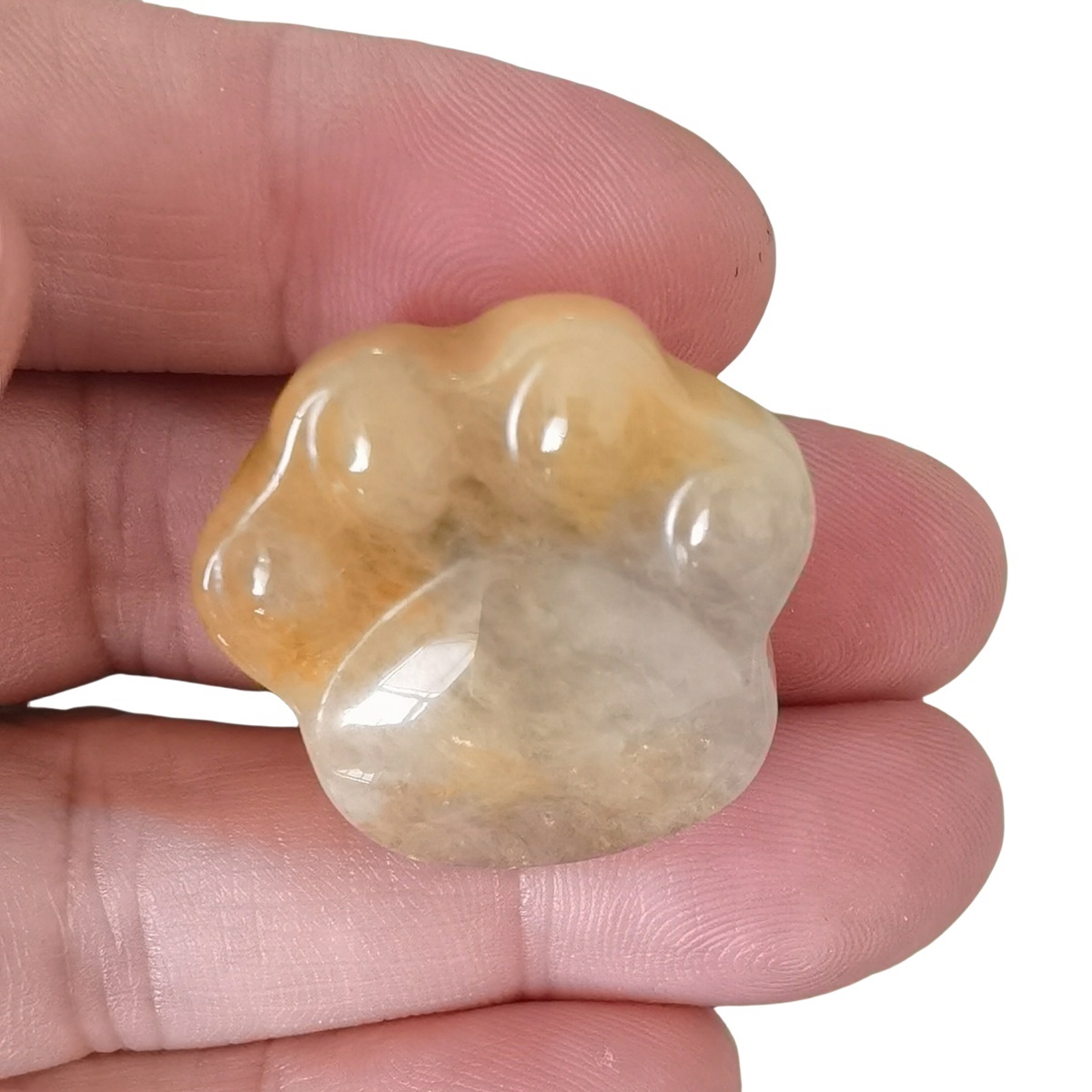 Yellow Jade Cat Paw Gemstone for Home Decor 28x30mm Handmade Craved Gemstone Animal Hand Claw Reiki Healing Treatment Gemstone Ornament
