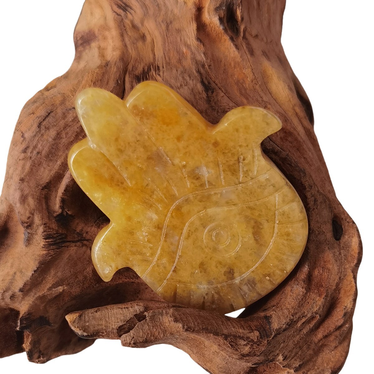 Yellow Jade Hand of Fatima Gemstone For  Home & Office Decor Handmade Craved Natural Stone Evil Eye Hand 50X57MM Healing Chakra Crystal Yoga Hamsa Blessing