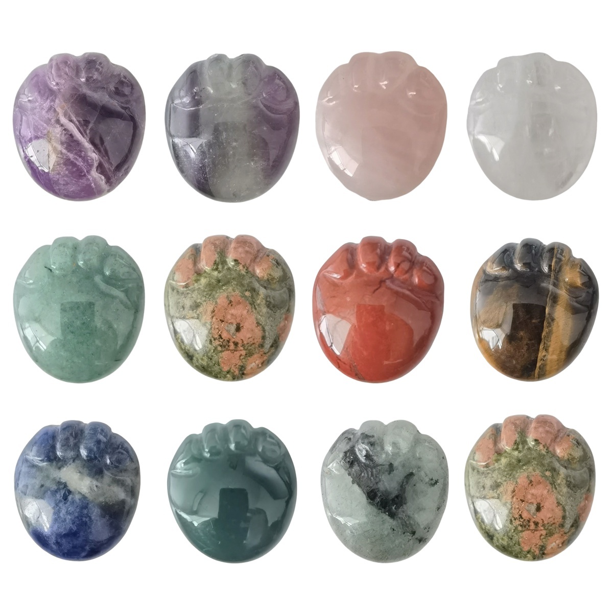 Children Foot Palm Gemstone for Decor Handmade Craved Reiki Healing Treatment Gemstone Ornament