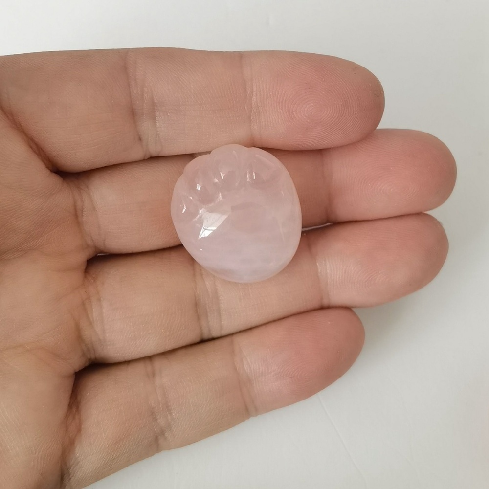 Rose Quartz Children Foot Palm Gemstone for Decor Handmade Craved Reiki Healing Treatment Gemstone Ornament