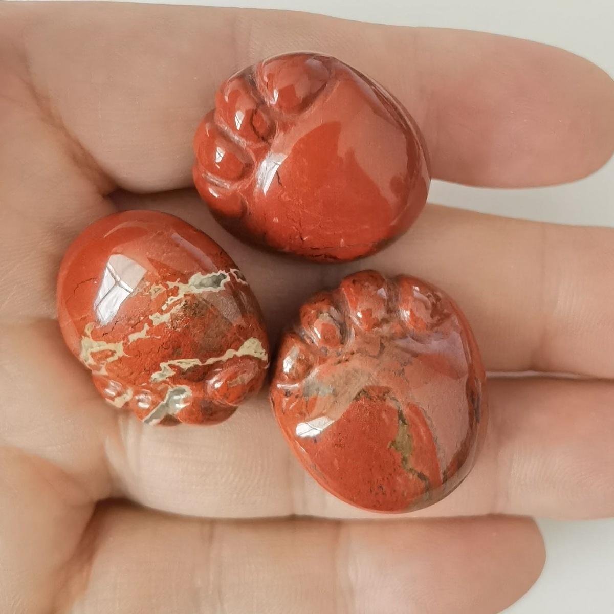 Red Jasper Children Foot Palm Gemstone for Decor Handmade Craved Reiki Healing Treatment Gemstone Ornament