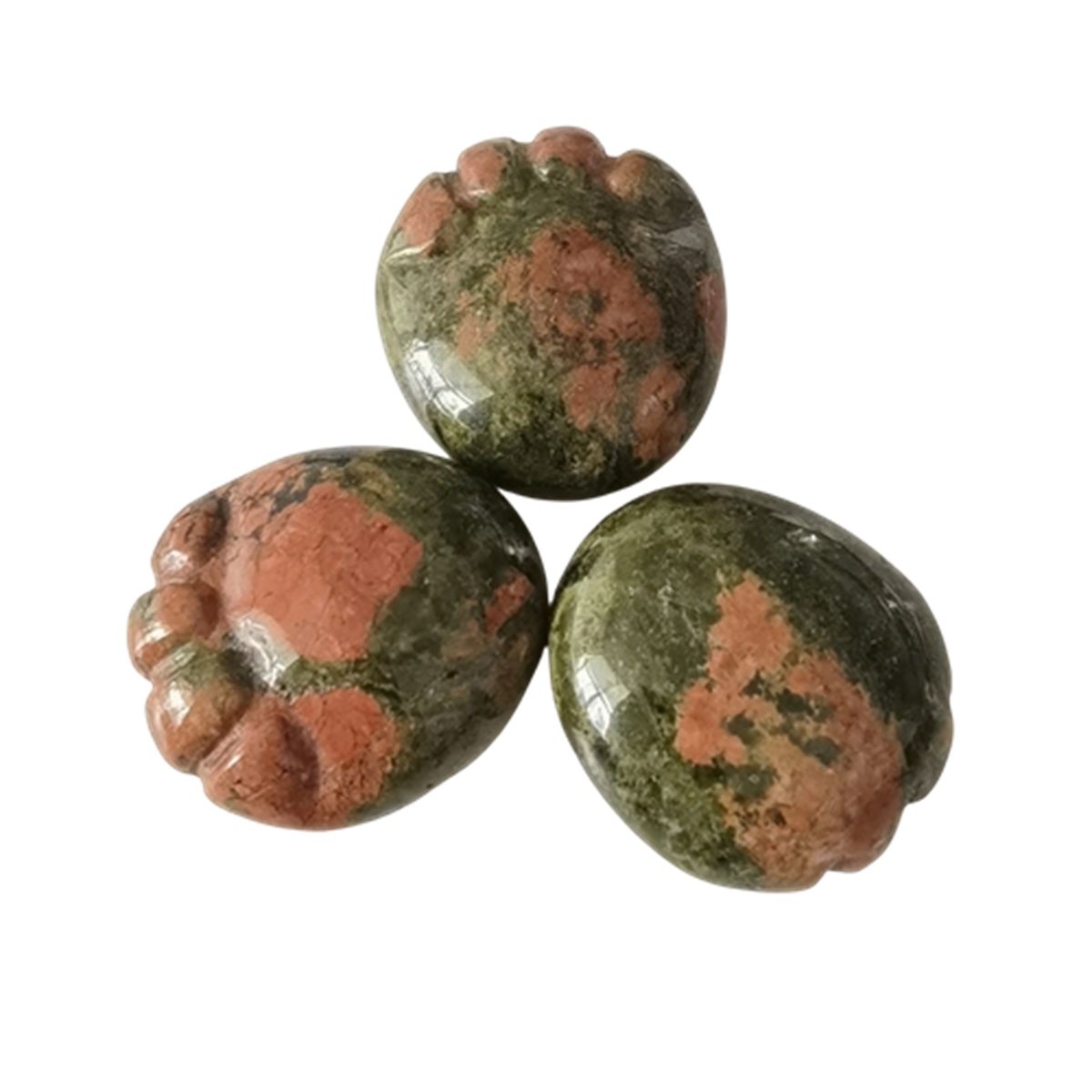 Unakite Jasper Children Foot Palm Gemstone for Decor Handmade Craved Reiki Healing Treatment Gemstone Ornament