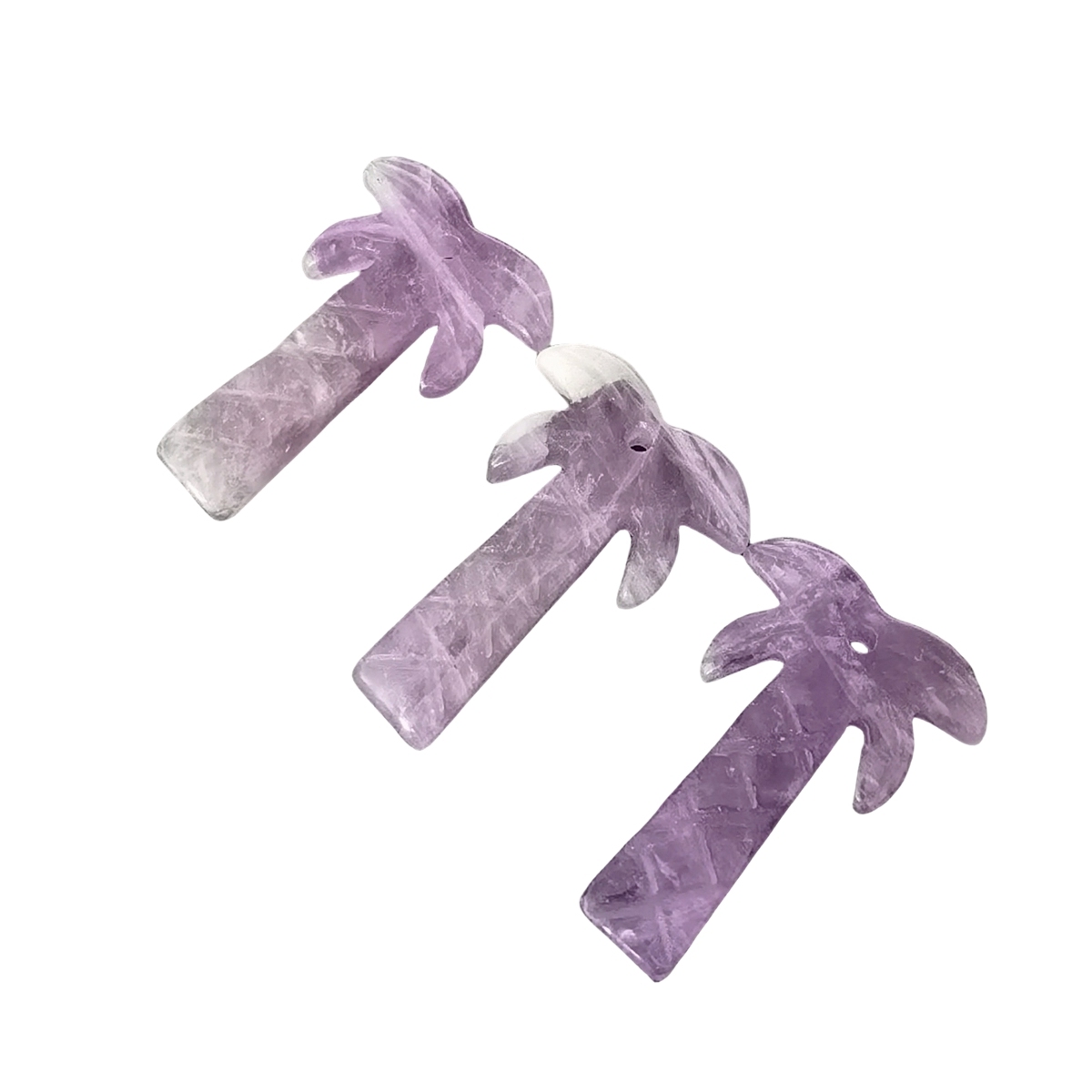 Amethyst Coconut Tree Stone Pendant for DIY Making Jewelry Necklace hanmade Craved Crystal Collection  20x28mm