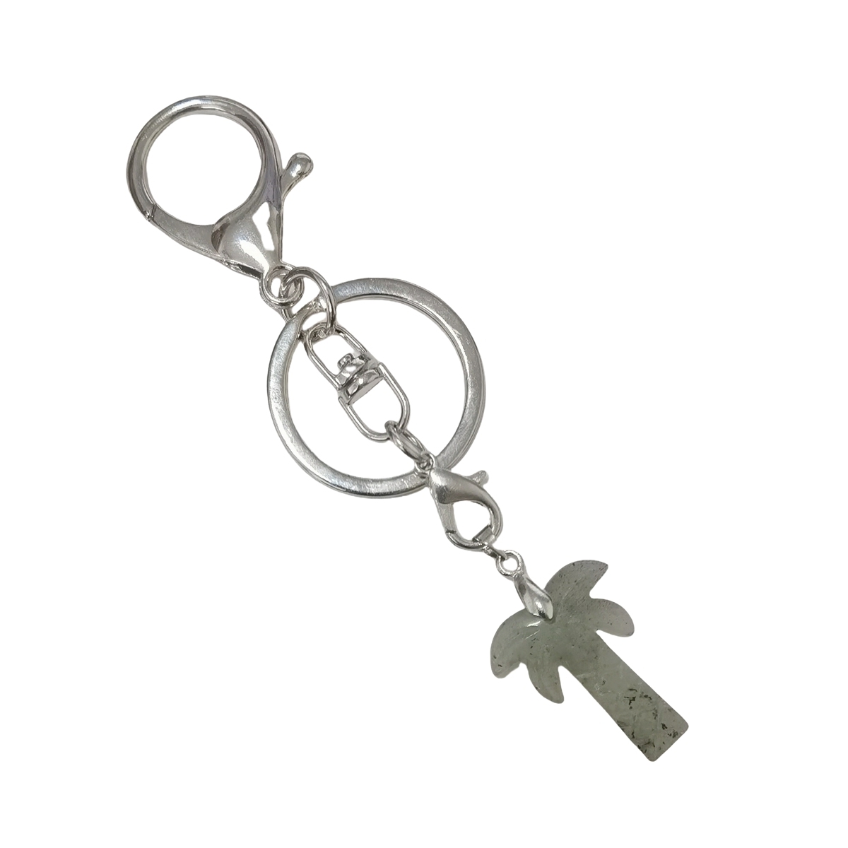 Coconut Tree Stone Pendant Keychain hanmade Craved Crystal Life of Tree Plant Keyring