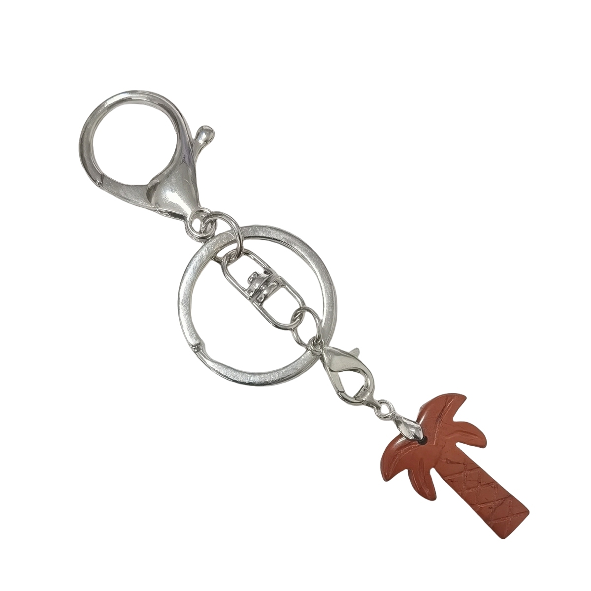 Coconut Tree Stone Pendant Keychain hanmade Craved Crystal Life of Tree Plant Keyring