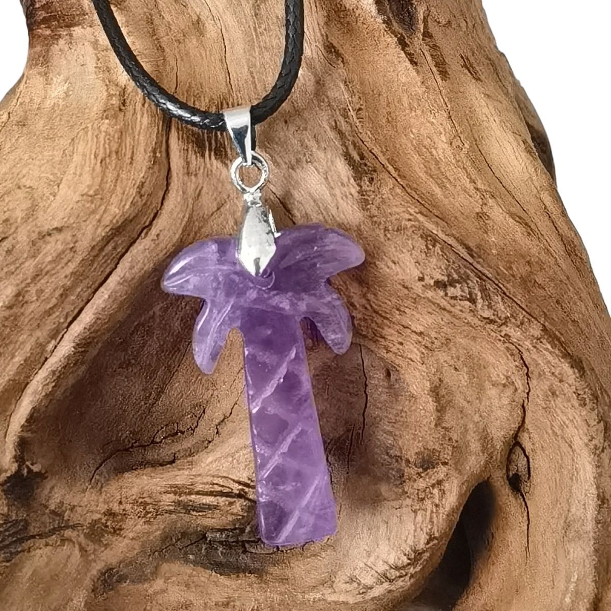 Amethyst Coconut Tree Stone Pendant for Necklace Life of tree Plant Keychain