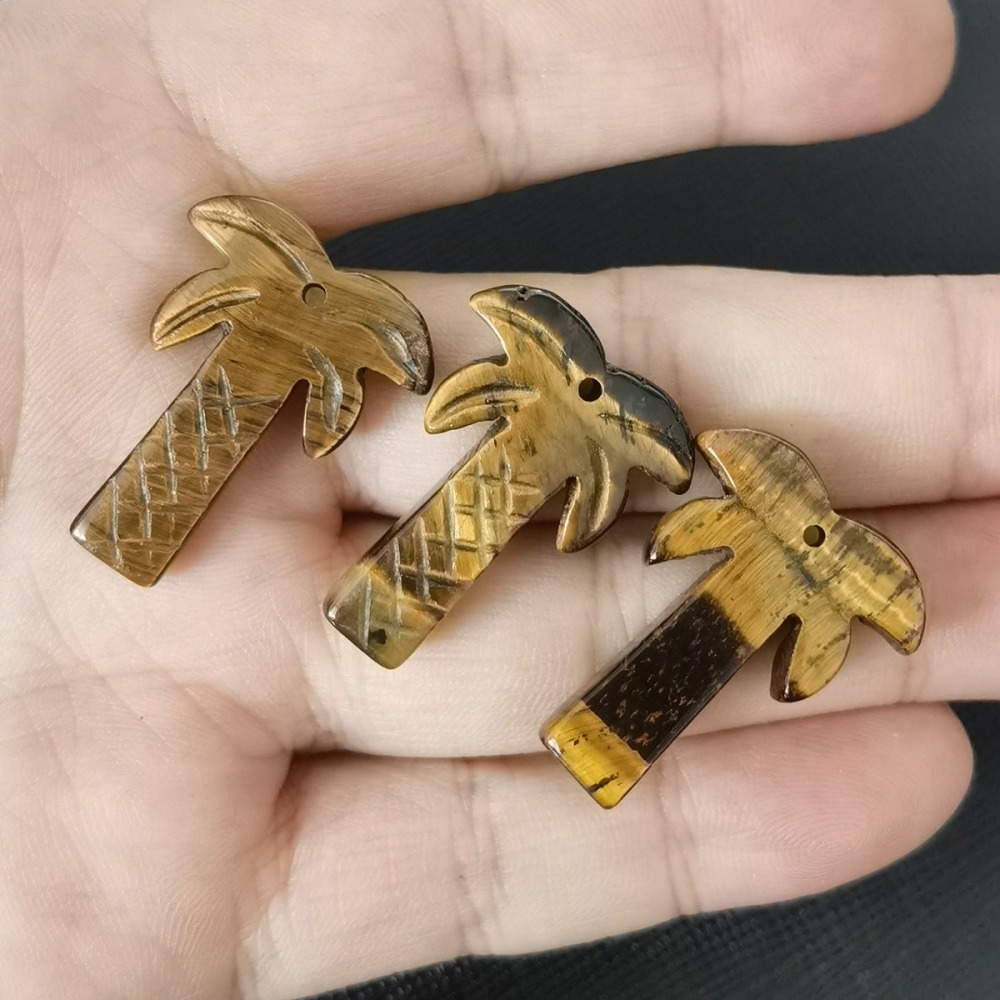 Coconut Tree Stone Pendant for DIY Making Jewelry Necklace hanmade Craved Crystal Collection  20x28mm