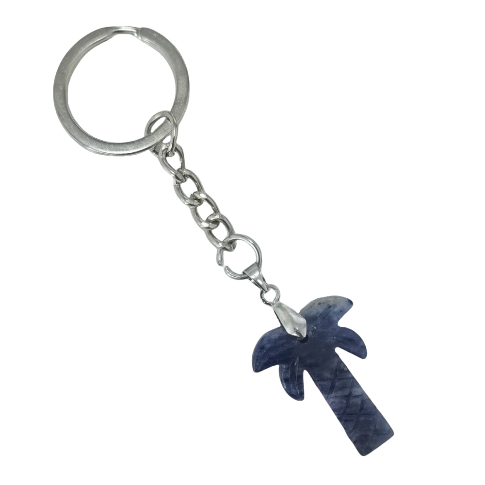 Coconut Tree Stone Pendant Keychain hanmade Craved Crystal Life of Tree Plant Keyring