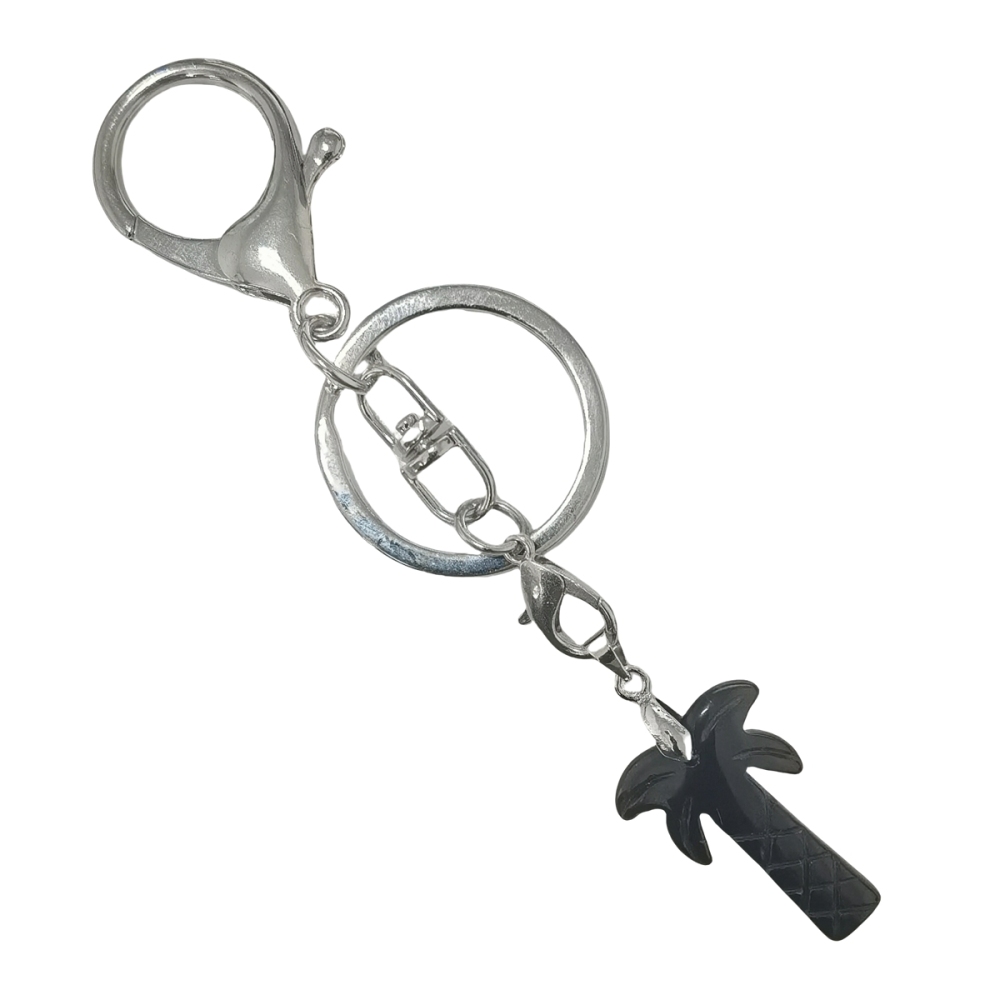 Coconut Tree Stone Pendant Keychain hanmade Craved Crystal Life of Tree Plant Keyring
