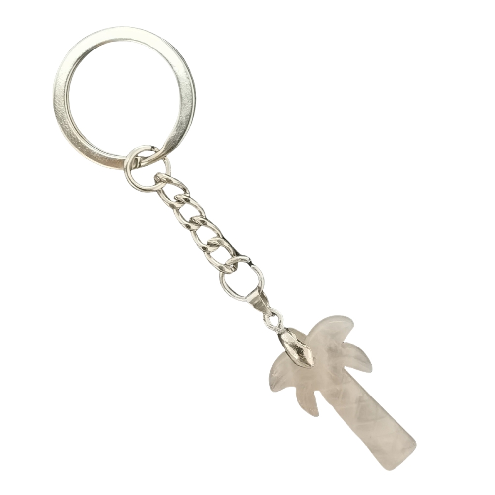 Coconut Tree Stone Pendant Keychain hanmade Craved Crystal Life of Tree Plant Keyring