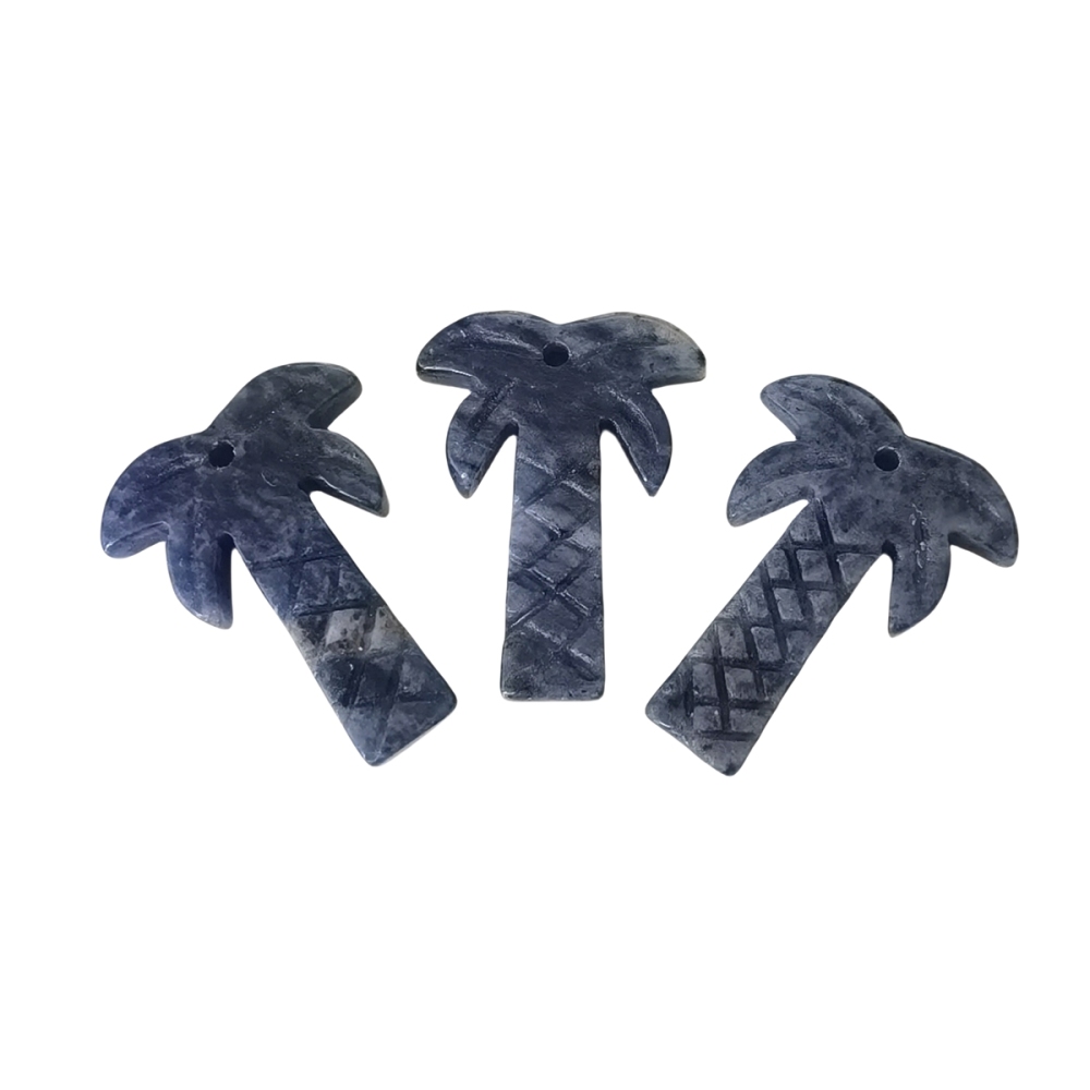 Sodalite Coconut Tree Stone Pendant for DIY Making Jewelry Necklace hanmade Craved Crystal Collection  20x28mm