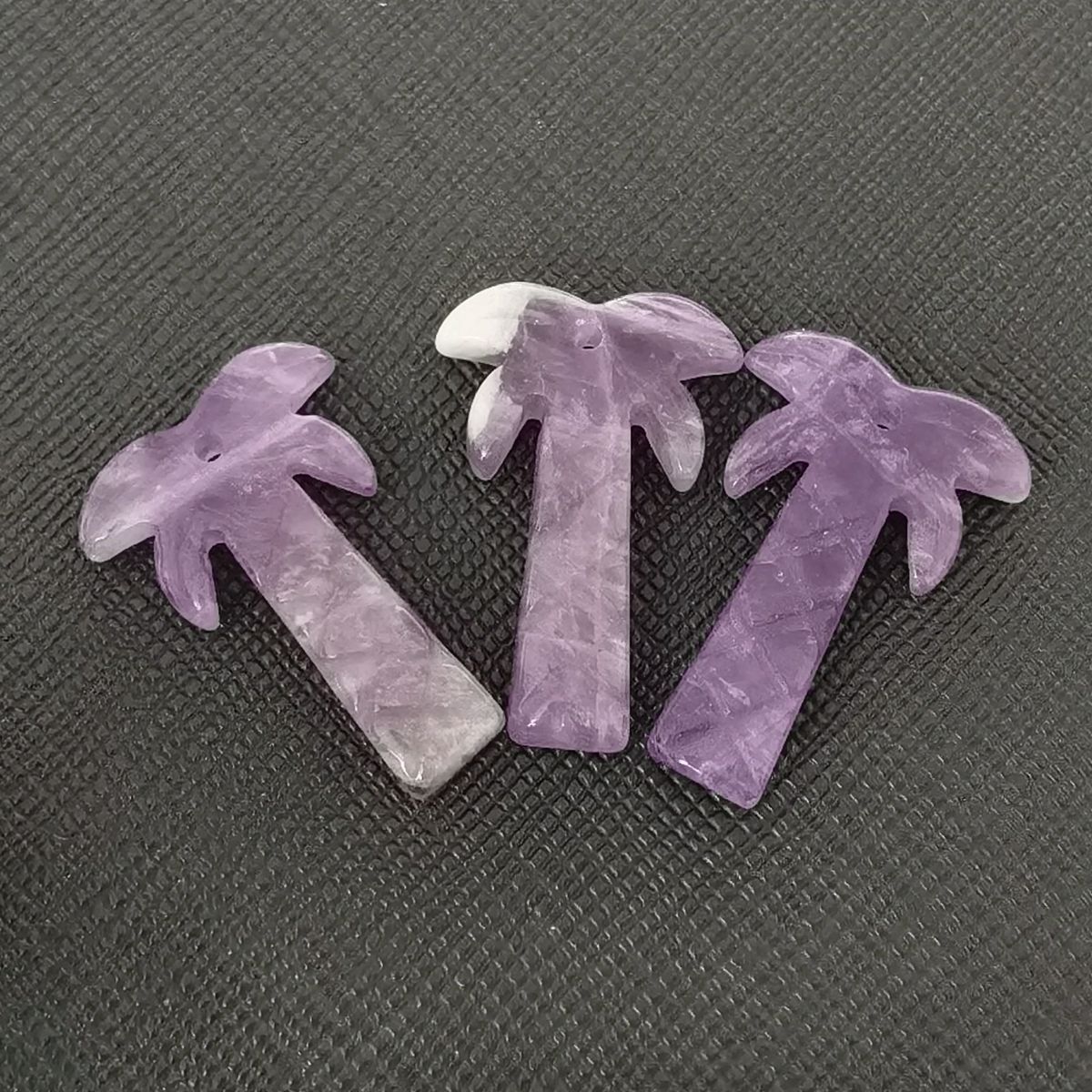 Amethyst Coconut Tree Stone Pendant for Necklace Life of tree Plant Keychain