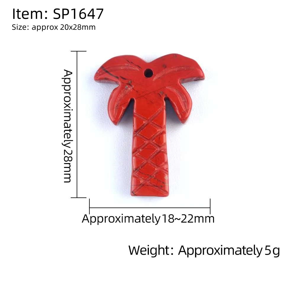 Coconut Tree Stone Pendant for DIY Making Jewelry Necklace hanmade Craved Crystal Collection  20x28mm