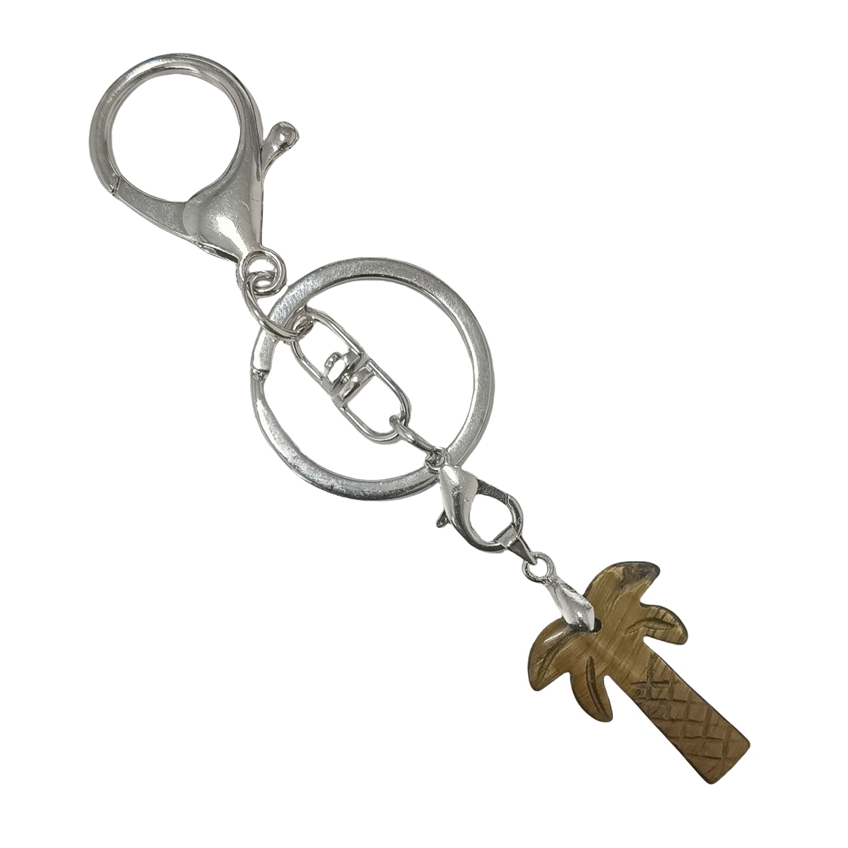 Coconut Tree Stone Pendant Keychain hanmade Craved Crystal Life of Tree Plant Keyring