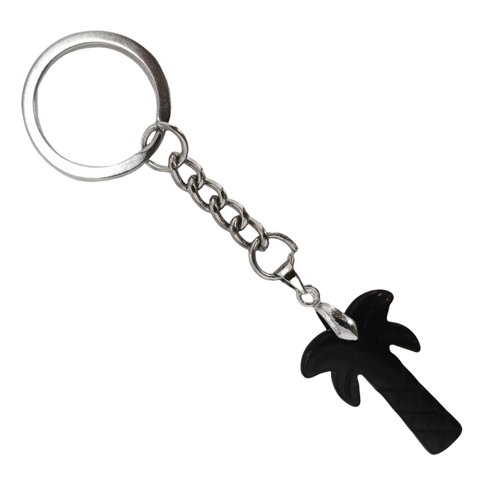 Coconut Tree Stone Pendant Keychain hanmade Craved Crystal Life of Tree Plant Keyring