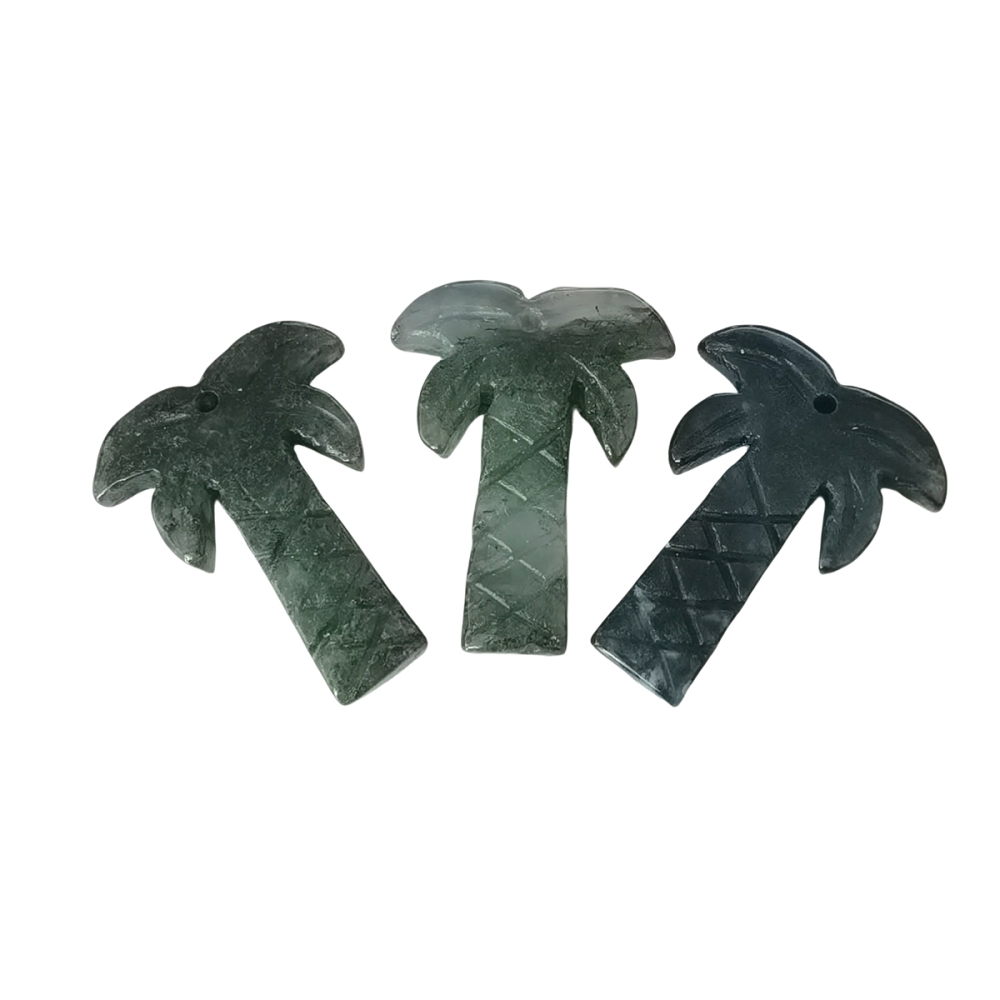 Fancy Jasper Coconut Tree Stone Pendant for DIY Making Jewelry Necklace hanmade Craved Crystal Collection  20x28mm