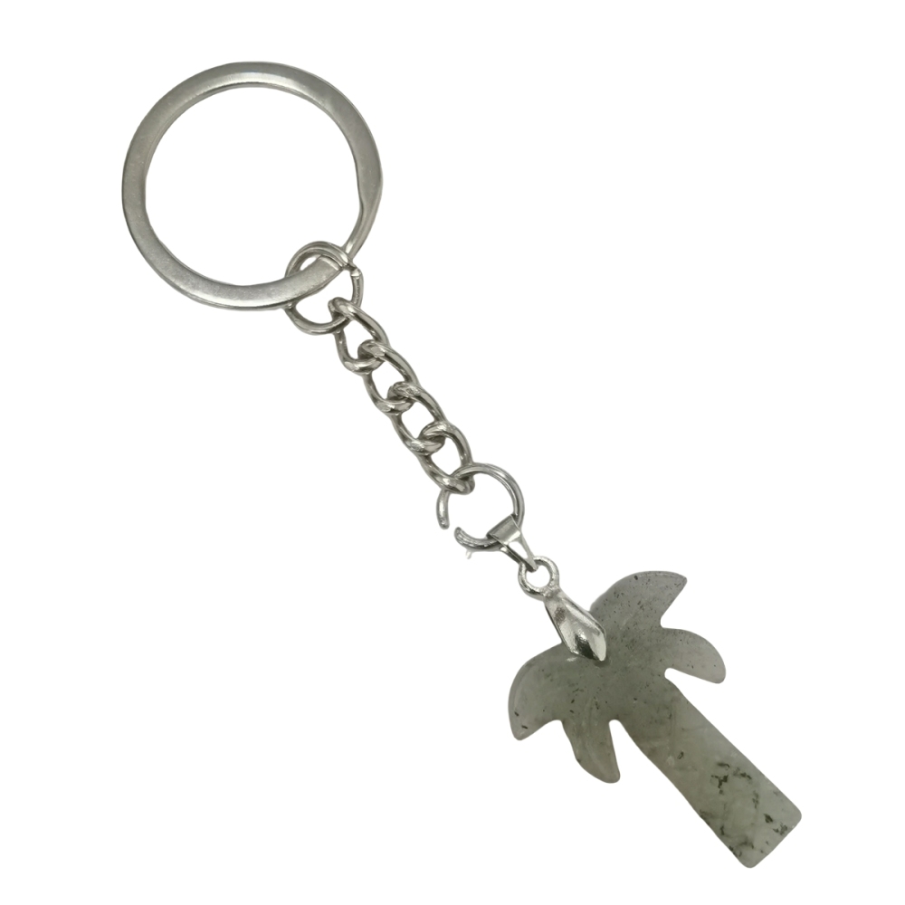 Coconut Tree Stone Pendant Keychain hanmade Craved Crystal Life of Tree Plant Keyring