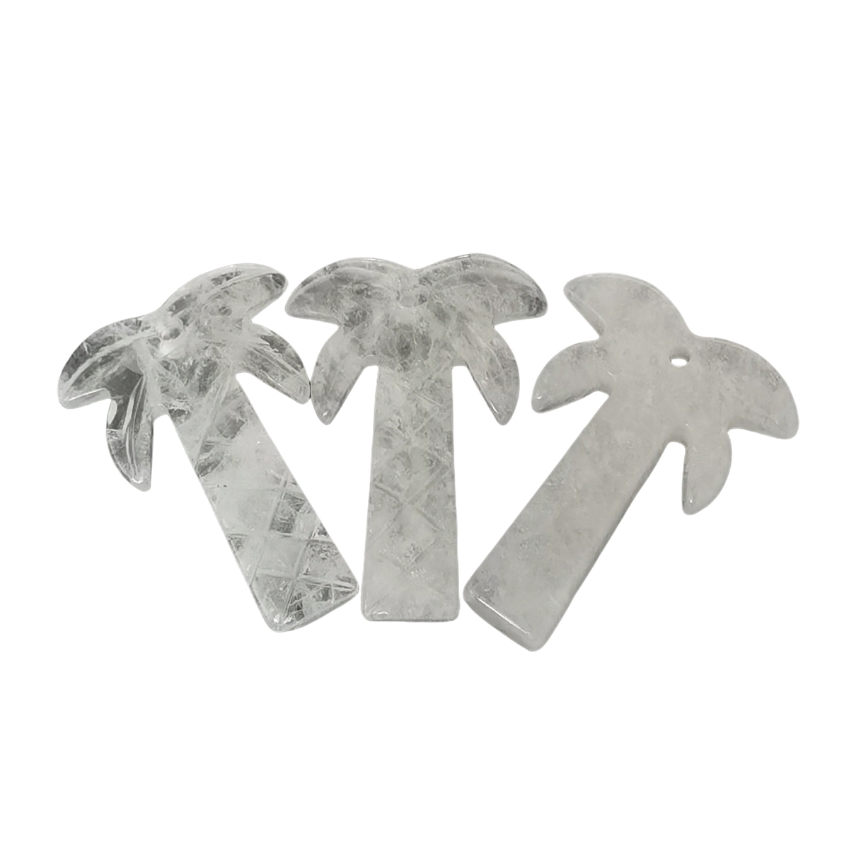 Quartz Crystal Coconut Tree Stone Pendant for DIY Making Jewelry Necklace hanmade Craved Crystal Collection  20x28mm
