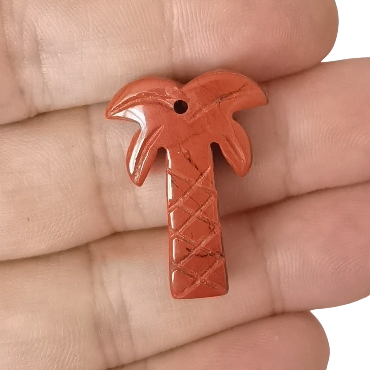 Red Jasper Coconut Tree Stone Pendant for DIY Making Jewelry Necklace hanmade Craved Crystal Collection  20x28mm