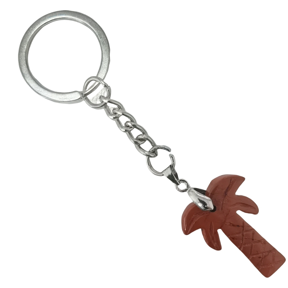 Coconut Tree Stone Pendant Keychain hanmade Craved Crystal Life of Tree Plant Keyring