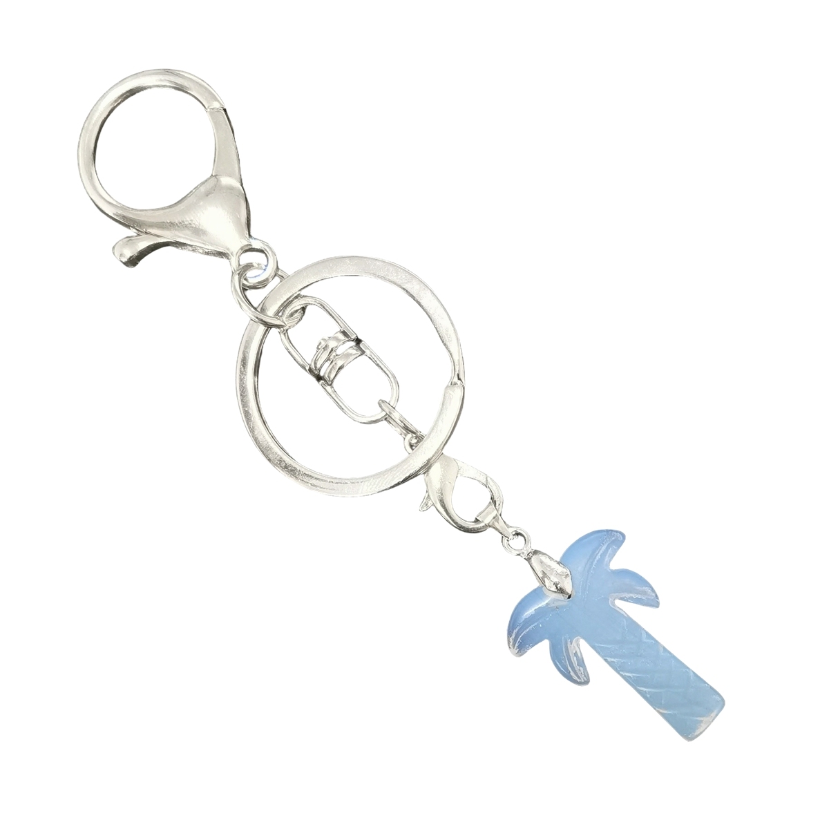 Coconut Tree Stone Pendant Keychain hanmade Craved Crystal Life of Tree Plant Keyring