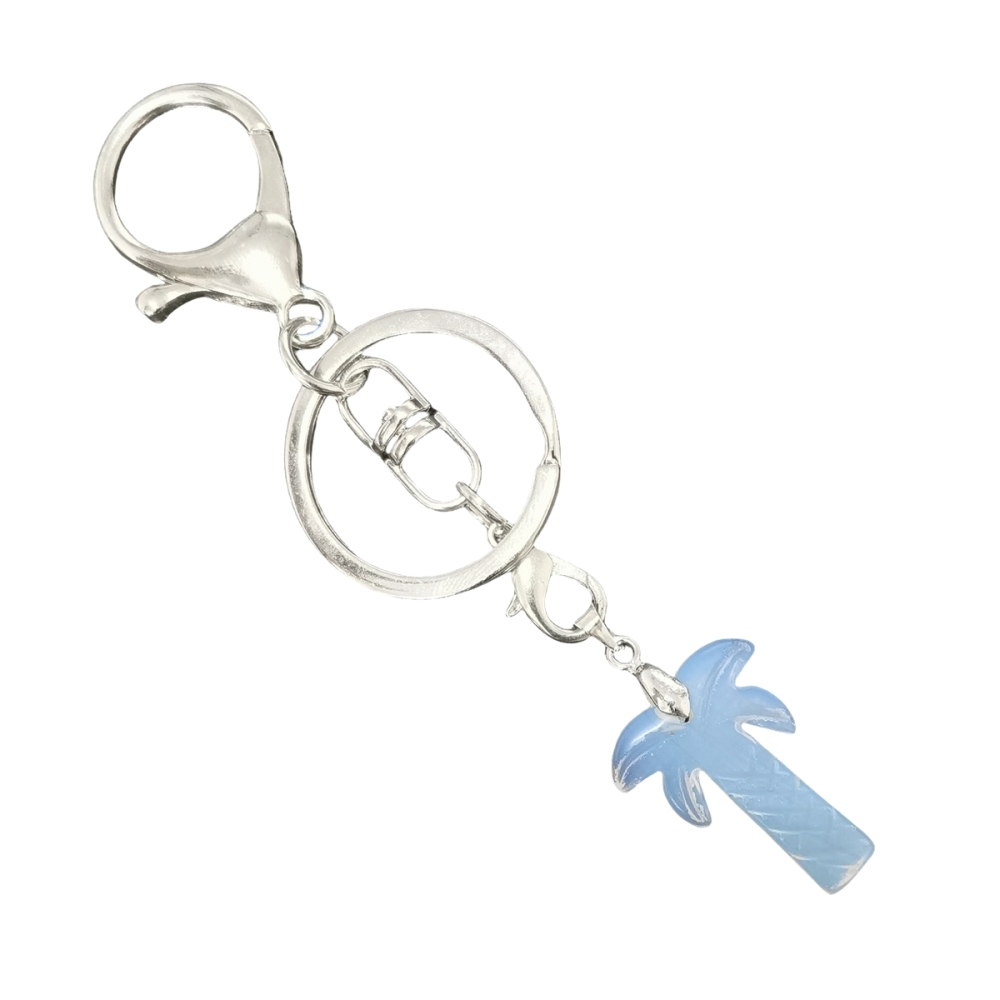 Coconut Tree Stone Pendant Keychain hanmade Craved Crystal Life of Tree Plant Keyring