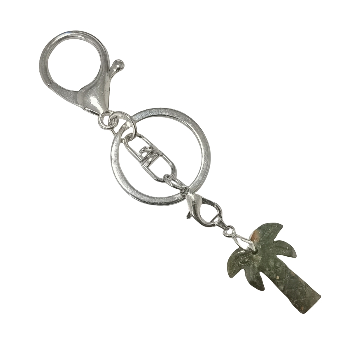 Coconut Tree Stone Pendant Keychain hanmade Craved Crystal Life of Tree Plant Keyring
