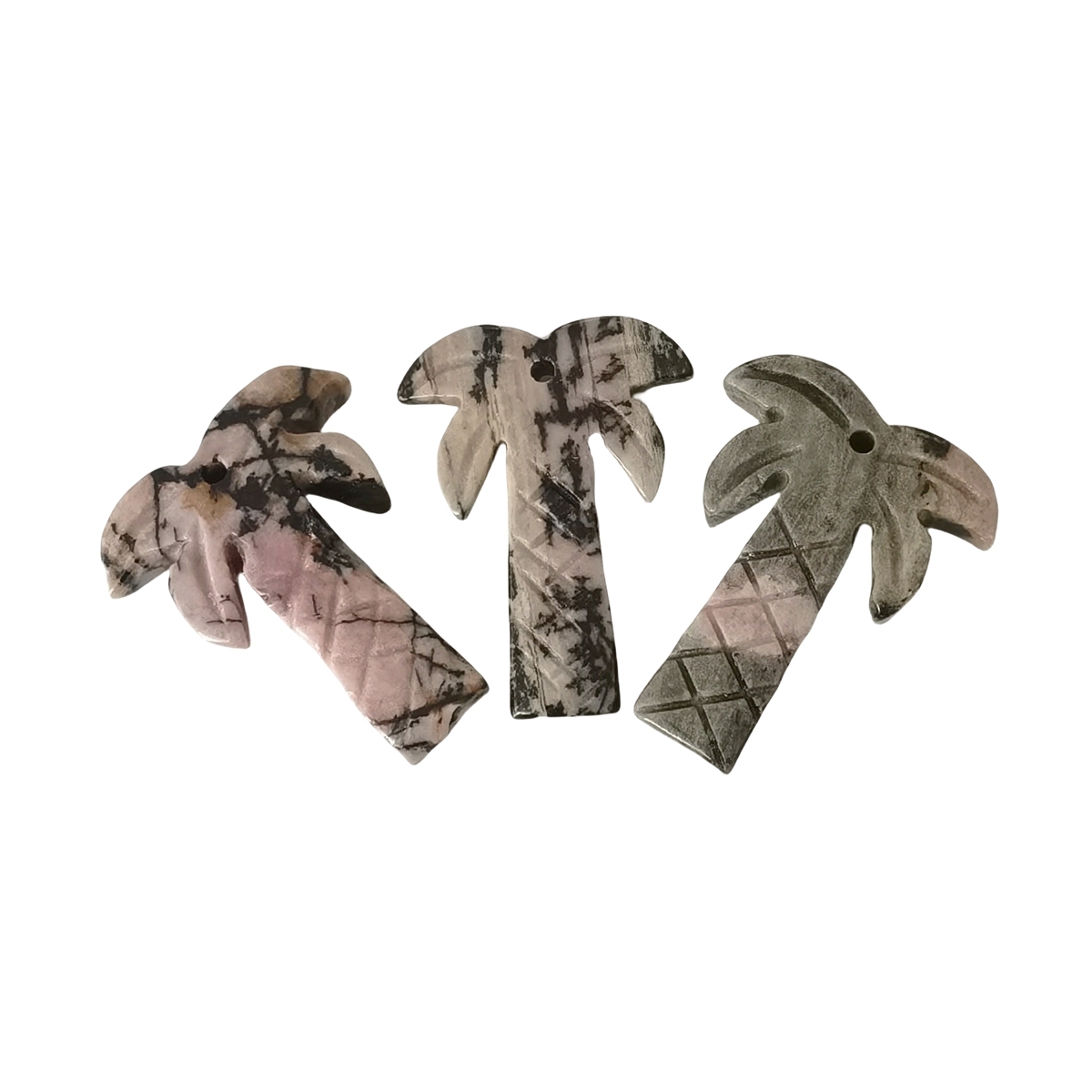 Rhodochrosite Coconut Tree Stone Pendant for DIY Making Jewelry Necklace hanmade Craved Crystal Collection  20x28mm