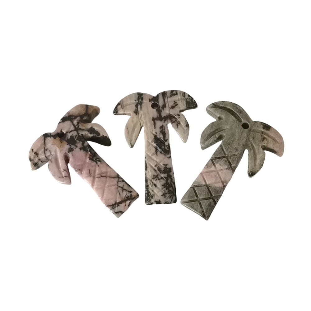 Rhodochrosite Coconut Tree Stone Pendant for DIY Making Jewelry Necklace hanmade Craved Crystal Collection  20x28mm