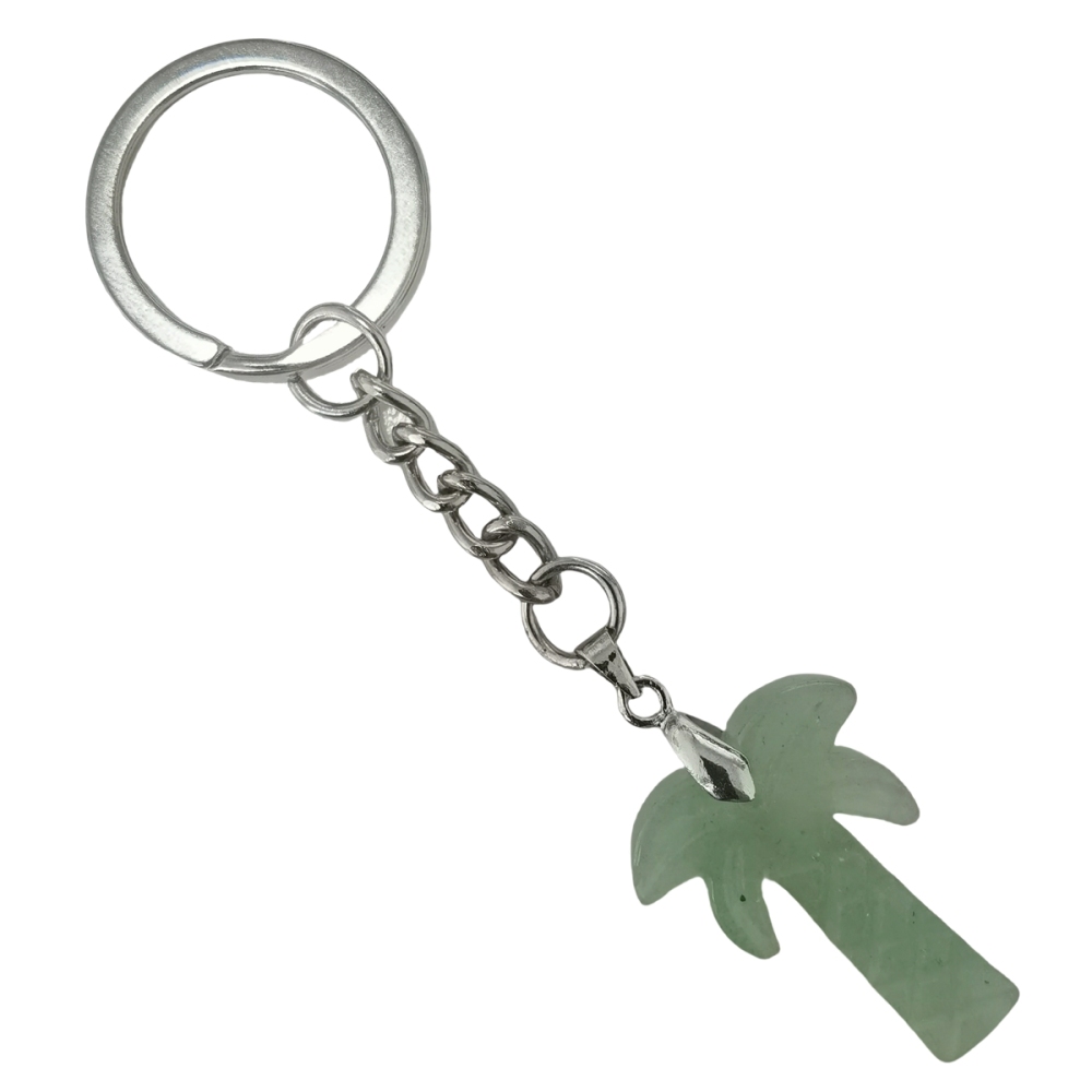 Coconut Tree Stone Pendant Keychain hanmade Craved Crystal Life of Tree Plant Keyring