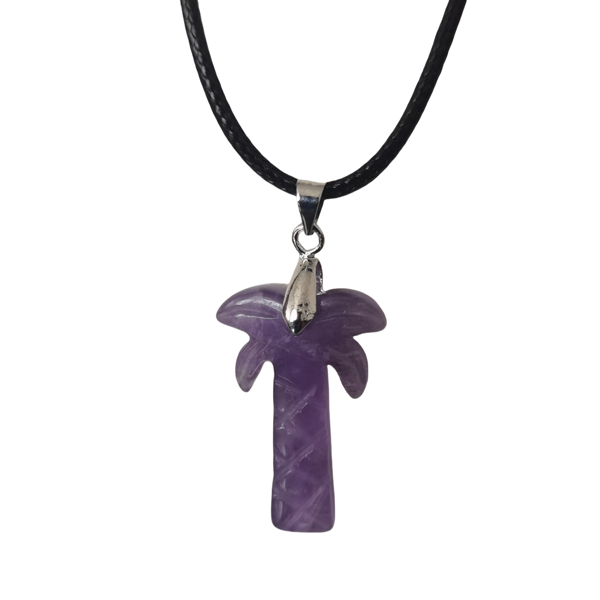 Amethyst Coconut Tree Stone Pendant for Necklace Life of tree Plant Keychain