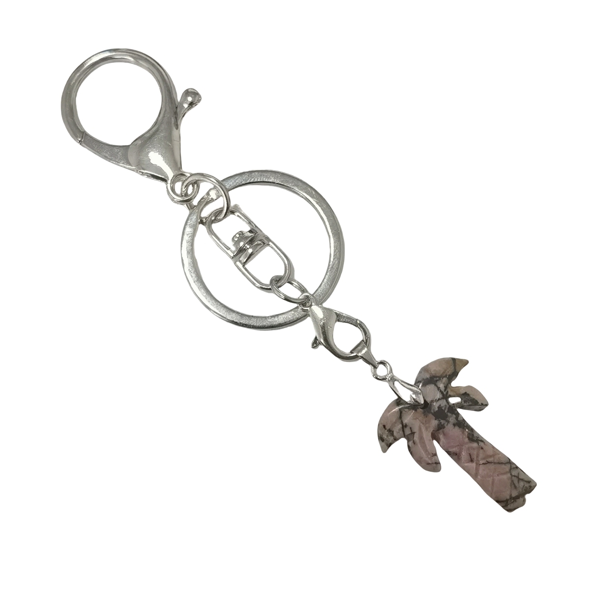 Coconut Tree Stone Pendant Keychain hanmade Craved Crystal Life of Tree Plant Keyring