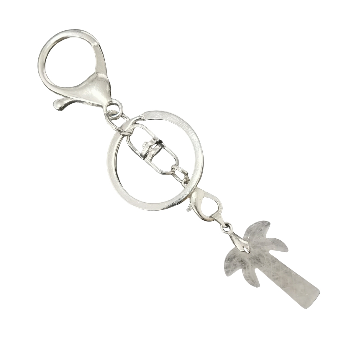 Coconut Tree Stone Pendant Keychain hanmade Craved Crystal Life of Tree Plant Keyring