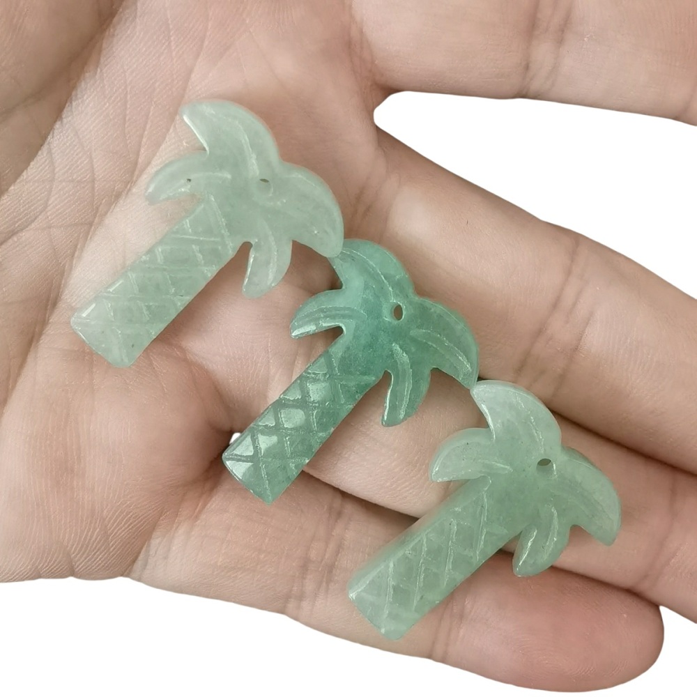 Coconut Tree Stone Pendant for DIY Making Jewelry Necklace hanmade Craved Crystal Collection  20x28mm