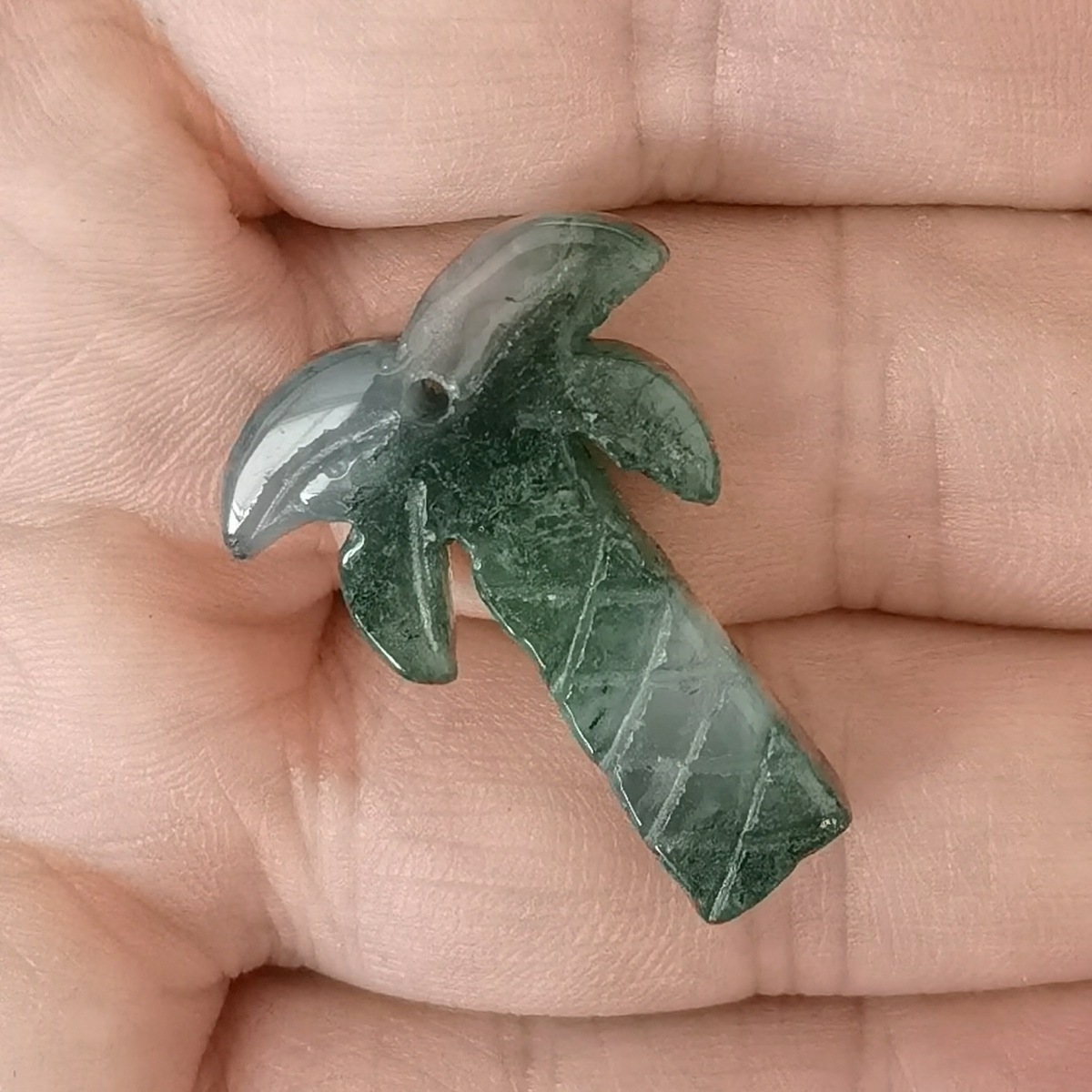 Fancy Jasper Coconut Tree Stone Pendant for DIY Making Jewelry Necklace hanmade Craved Crystal Collection  20x28mm