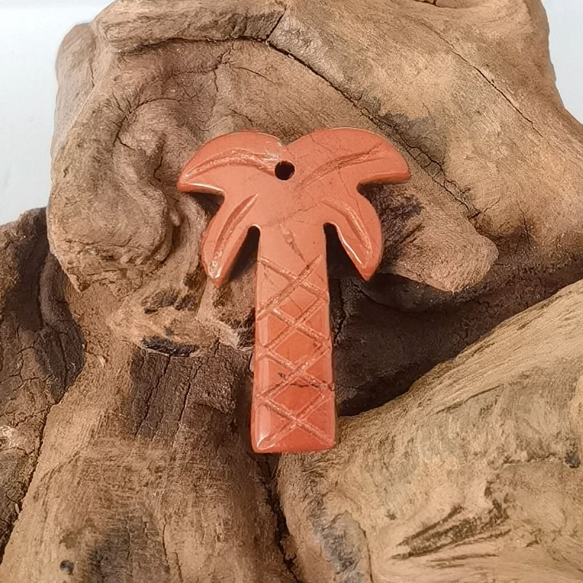 Red Jasper Coconut Tree Stone Pendant for DIY Making Jewelry Necklace hanmade Craved Crystal Collection  20x28mm