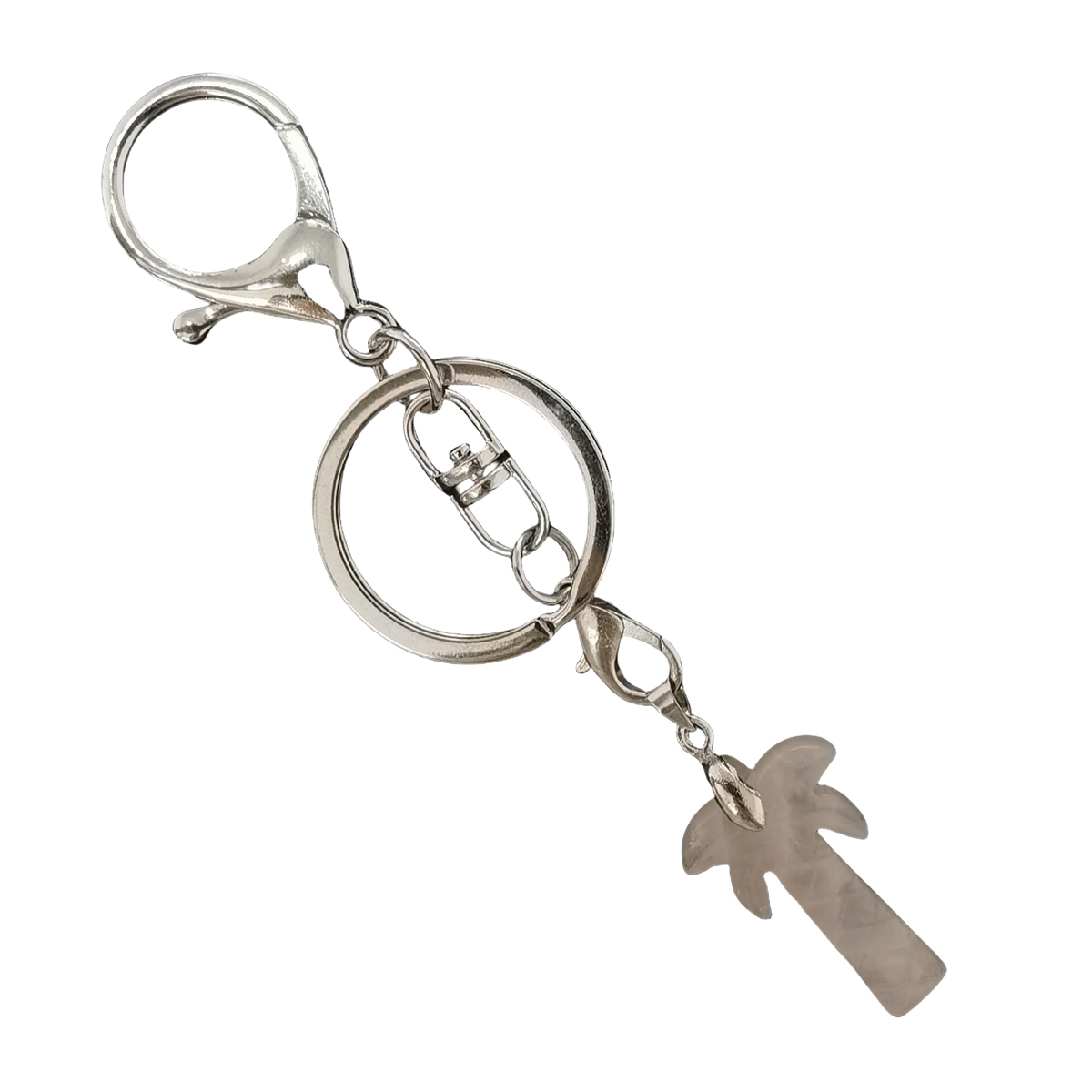 Coconut Tree Stone Pendant Keychain hanmade Craved Crystal Life of Tree Plant Keyring