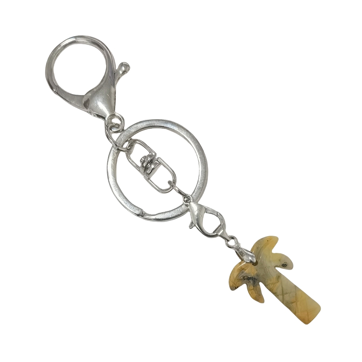 Coconut Tree Stone Pendant Keychain hanmade Craved Crystal Life of Tree Plant Keyring