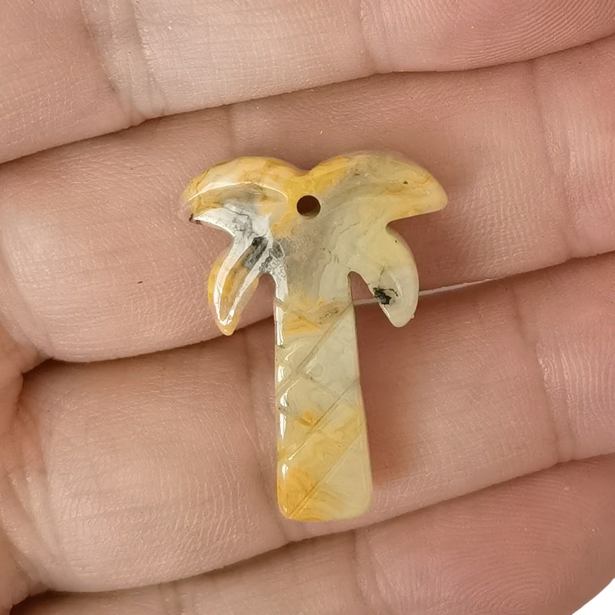 Crazy Agate Coconut Tree Stone Pendant for DIY Making Jewelry Necklace hanmade Craved Crystal Collection  20x28mm