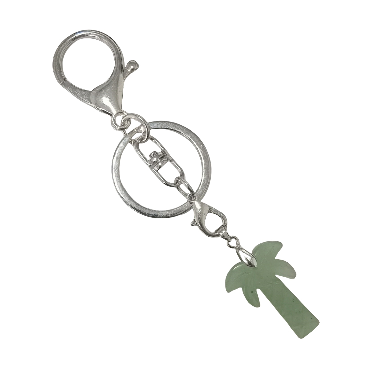 Coconut Tree Stone Pendant Keychain hanmade Craved Crystal Life of Tree Plant Keyring