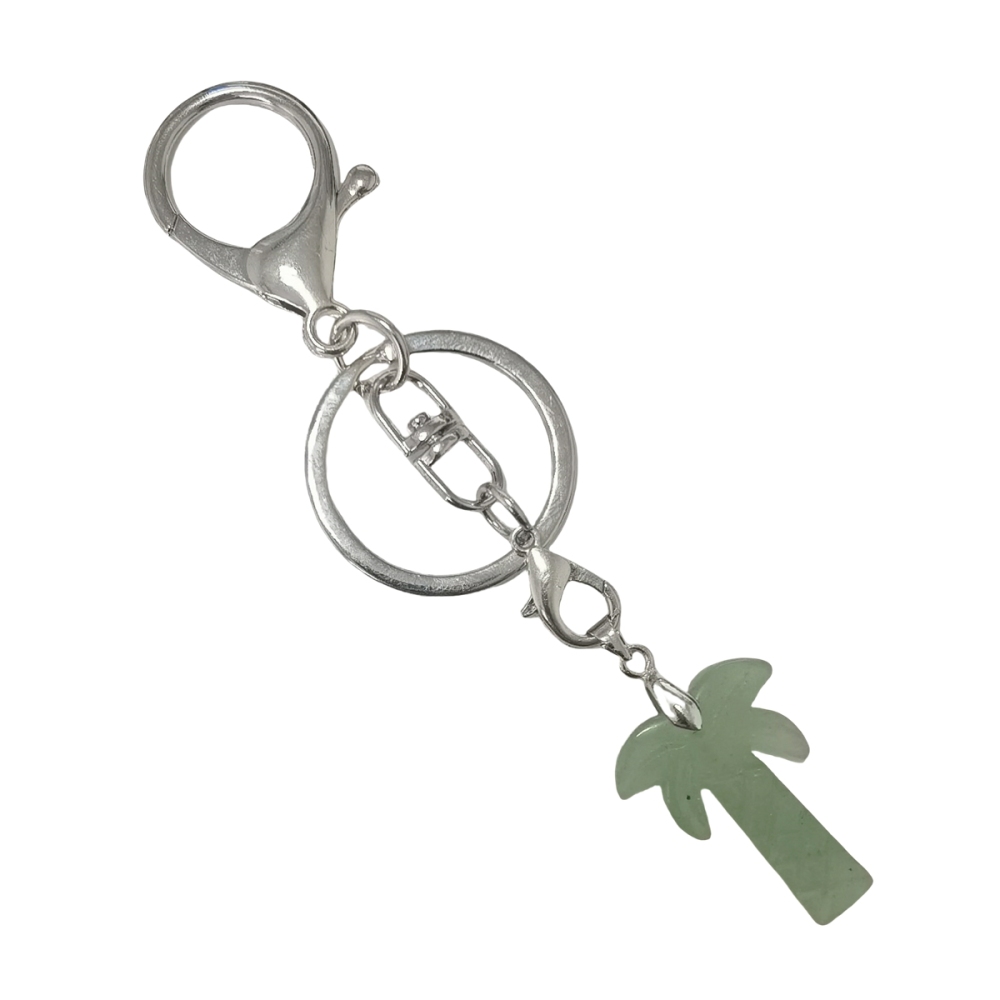 Coconut Tree Stone Pendant Keychain hanmade Craved Crystal Life of Tree Plant Keyring