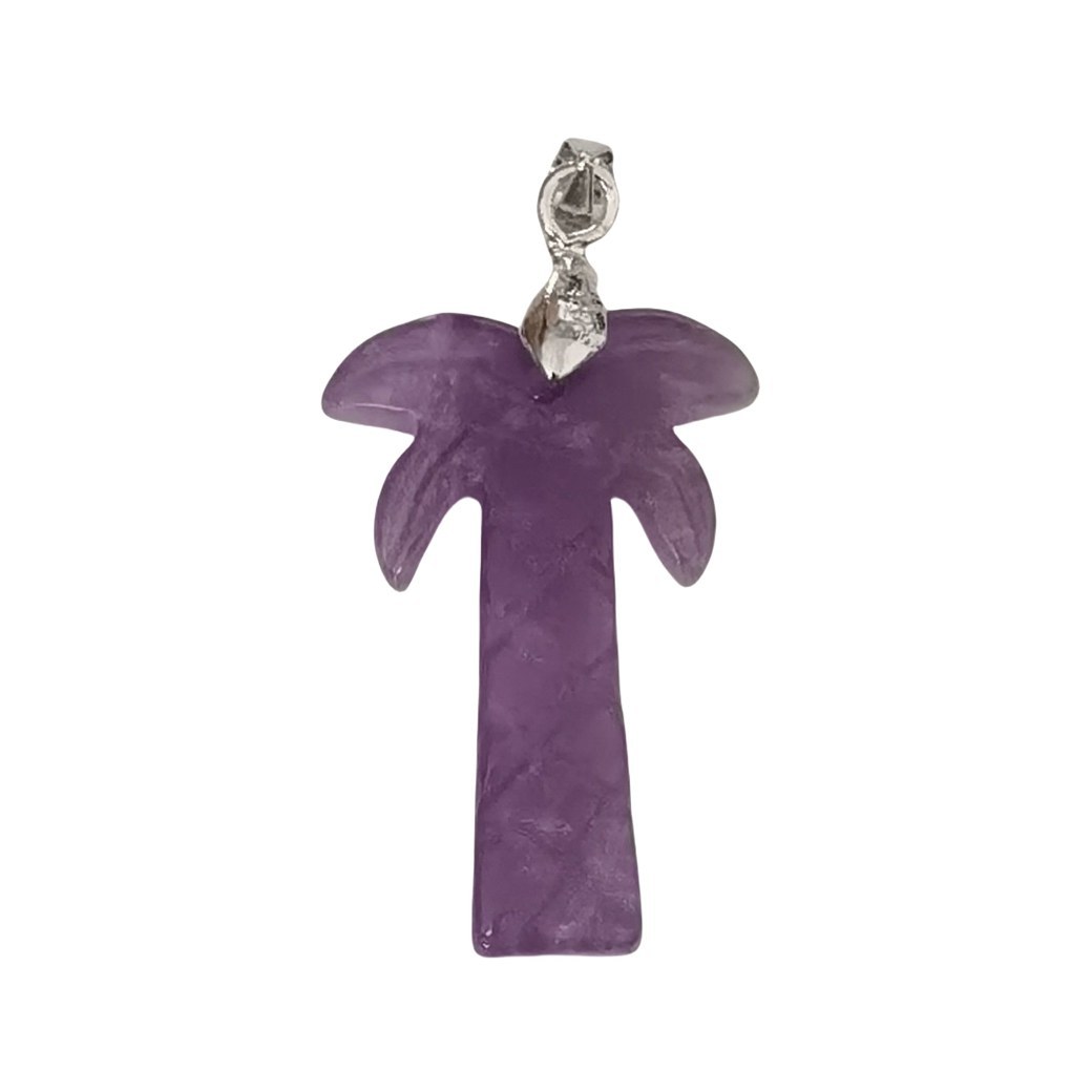 Amethyst Coconut Tree Stone Pendant for Necklace Life of tree Plant Keychain