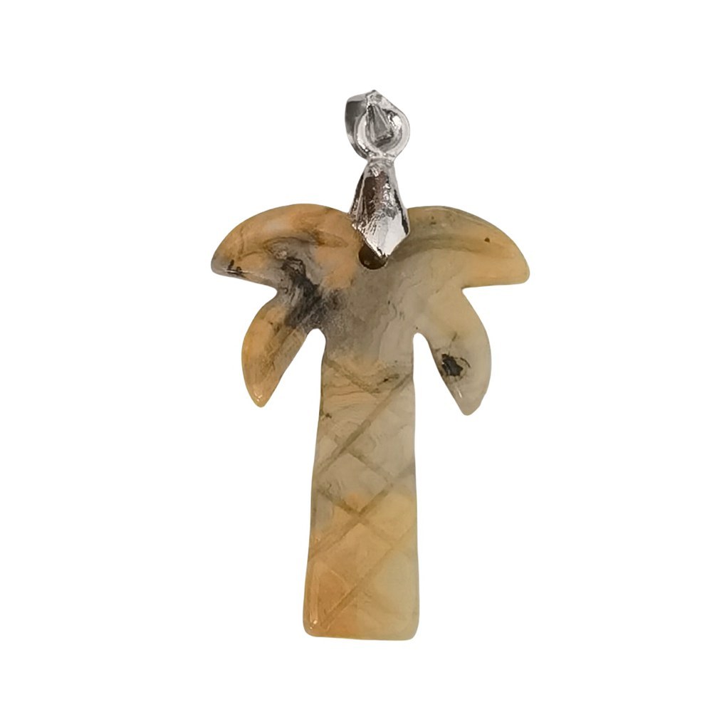 Coconut Tree Stone Pendant for DIY Making Jewelry Necklace hanmade Craved Crystal Collection  20x28mm