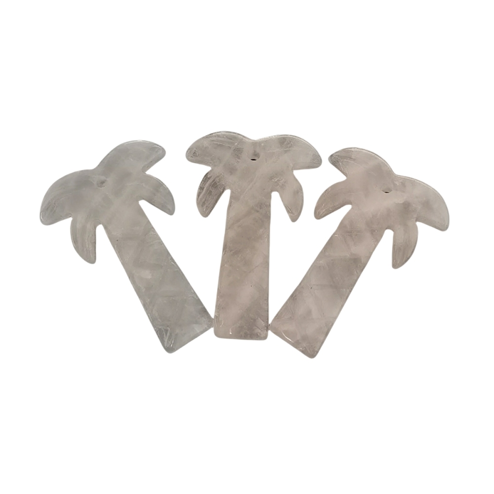 Rose Quartz Coconut Tree Stone Pendant for DIY Making Jewelry Necklace hanmade Craved Crystal Collection  20x28mm