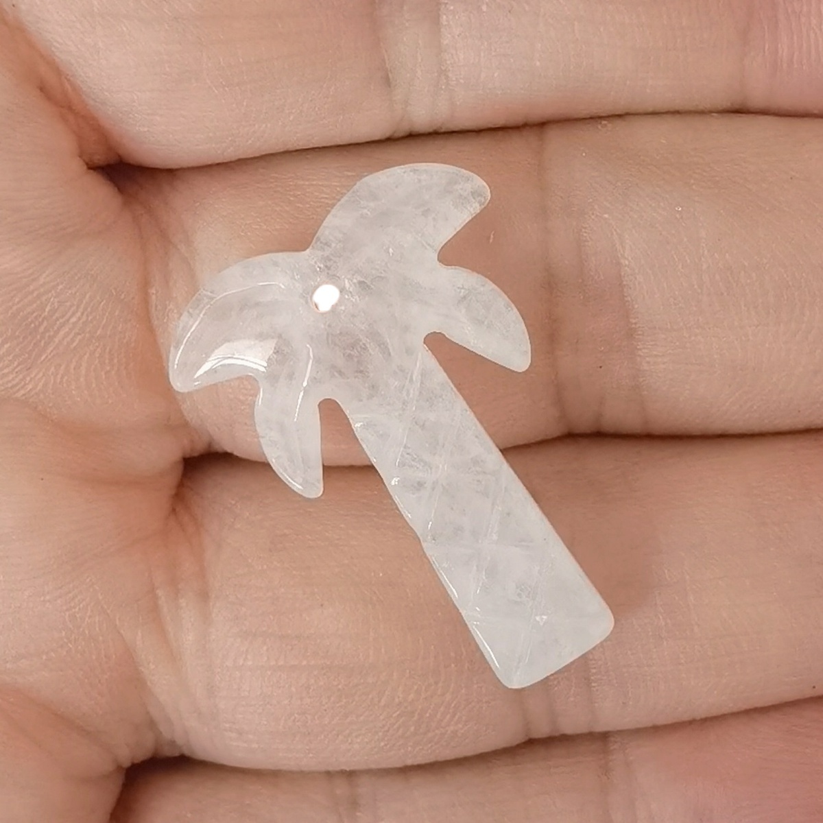 Quartz Crystal Coconut Tree Stone Pendant for DIY Making Jewelry Necklace hanmade Craved Crystal Collection  20x28mm