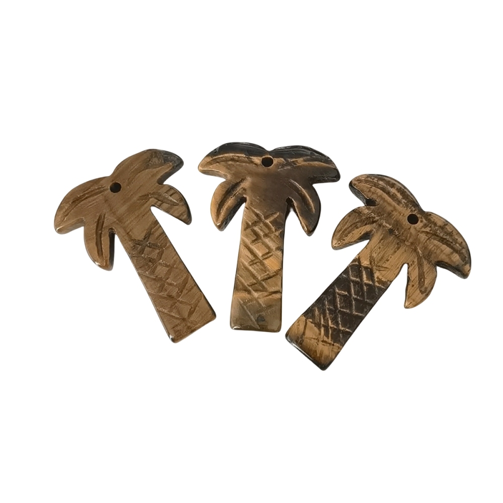 Yellow Tiger Eye Coconut Tree Stone Pendant for DIY Making Jewelry Necklace hanmade Craved Crystal Collection  20x28mm