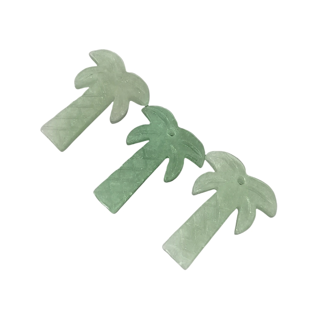 Green Aventurine Coconut Tree Stone Pendant for DIY Making Jewelry Necklace hanmade Craved Crystal Collection  20x28mm