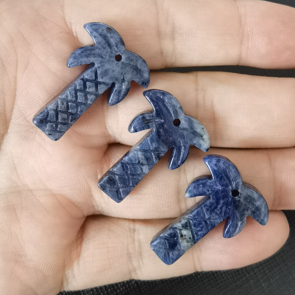 Coconut Tree Stone Pendant for DIY Making Jewelry Necklace hanmade Craved Crystal Collection  20x28mm