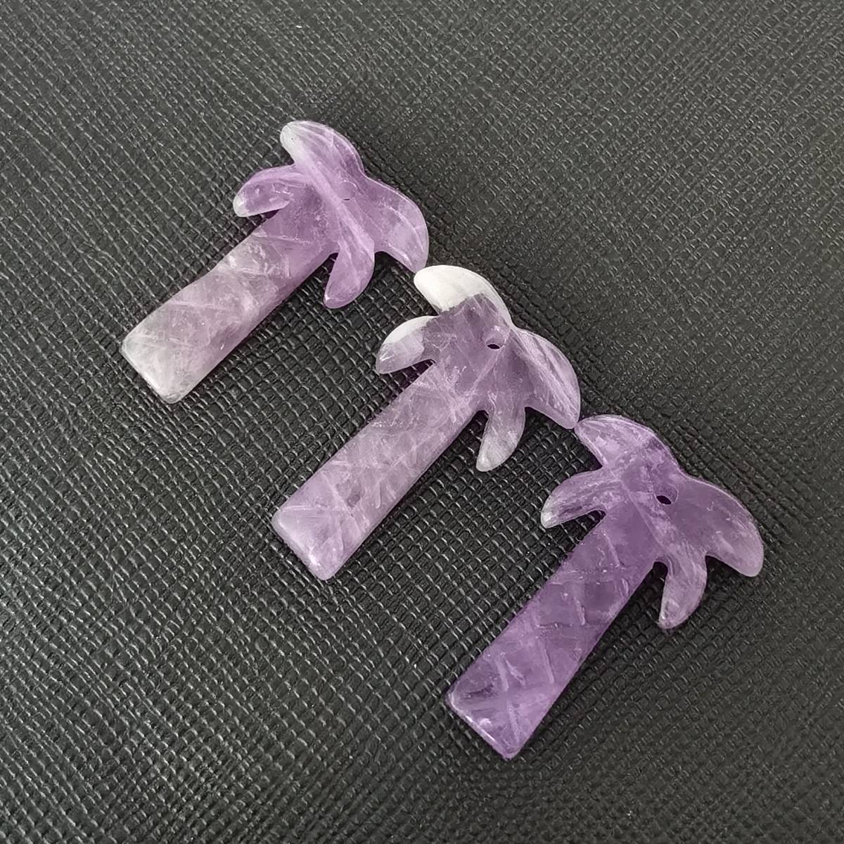 Amethyst Coconut Tree Stone Pendant for DIY Making Jewelry Necklace hanmade Craved Crystal Collection  20x28mm
