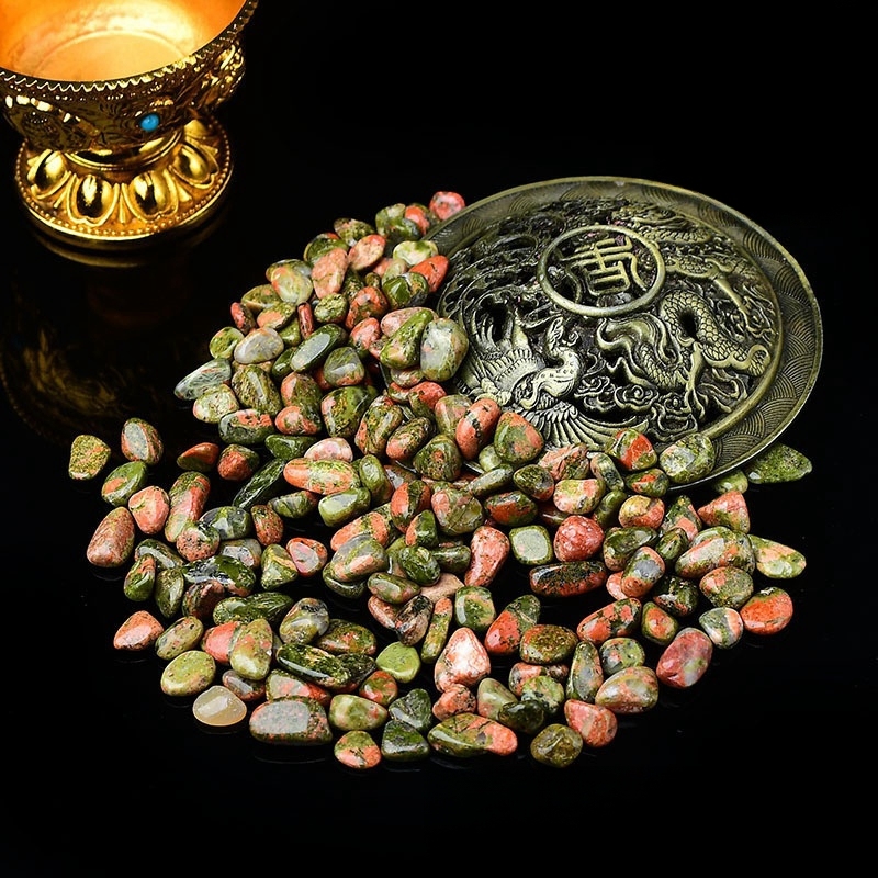 Chip Unakite Beads for Home Decoration & Decor Making Jewelry 100Gram Crushed Irregular Tumbled Stone Pieces Beads No hole